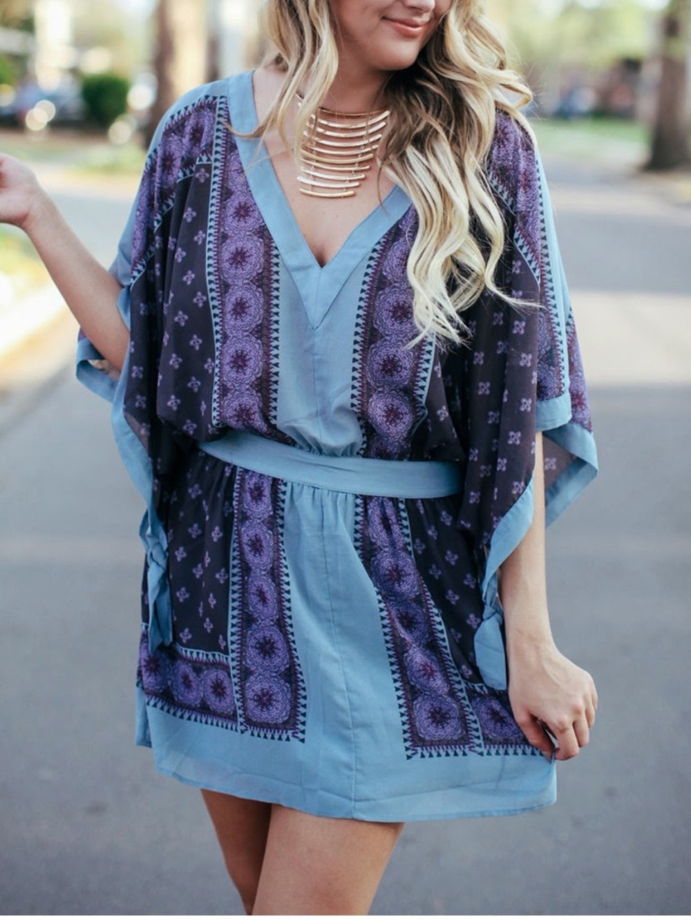 Free People Size Large Boho V-Neck Woman's Tunic Dress